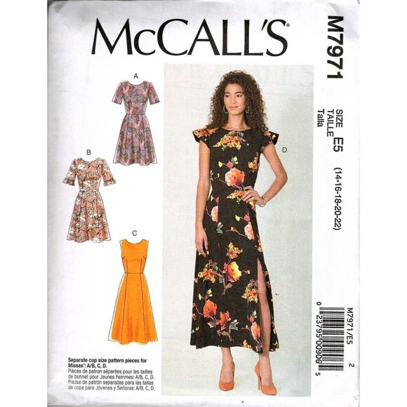 McCall's M7971 Misses 14 to 22 Fitted Dress Uncut Sewing Pattern - Picture 1 of 2